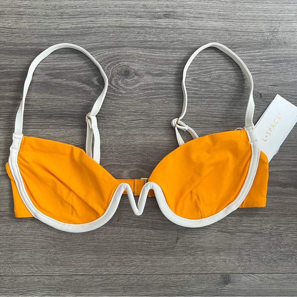 L*SPACE Nico Underwire Bikini Top Medium Mango Orange Tropical Swimwear Revolve